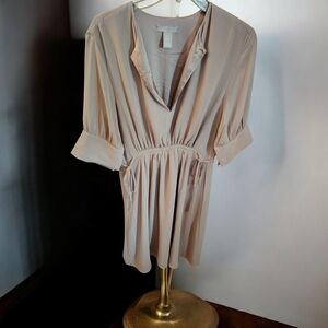 H&M Cream Dress Drawstring Baby Doll Chiffon